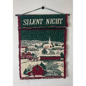 Vintage WTC 1995 "Silent Night" Tapestry Wall Hanging 32" x 22"